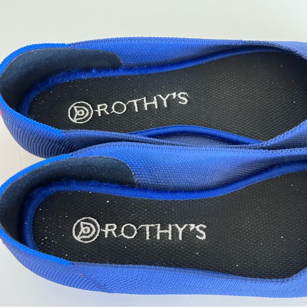 Rothy's The Point Women's Blue Knit Flats Red and White Heel Stripe - Picture 5 of 7